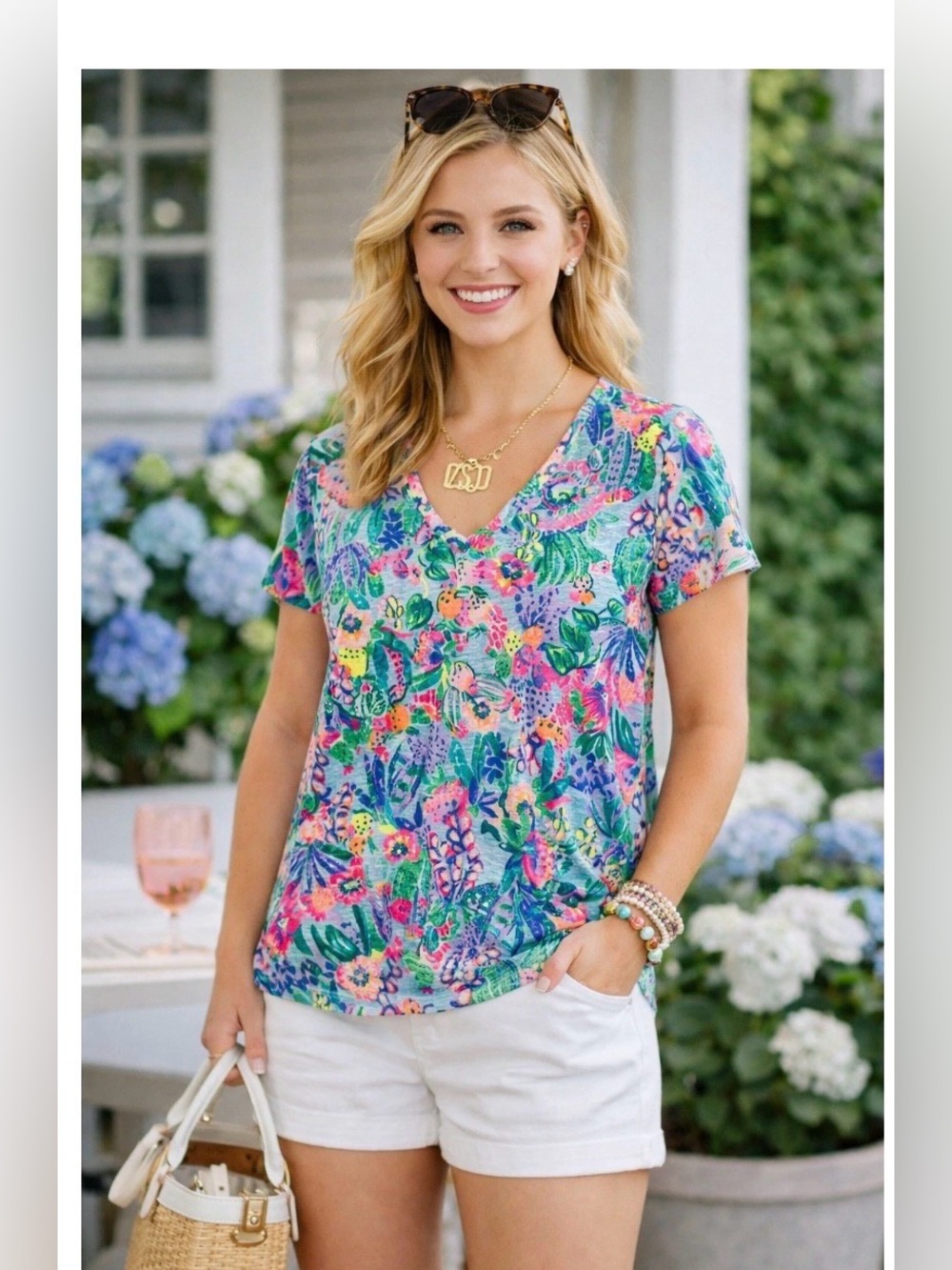 NWT Lilly Pulitzer Etta V-Neck Multi Me And My  Zesty Top Size Medium M